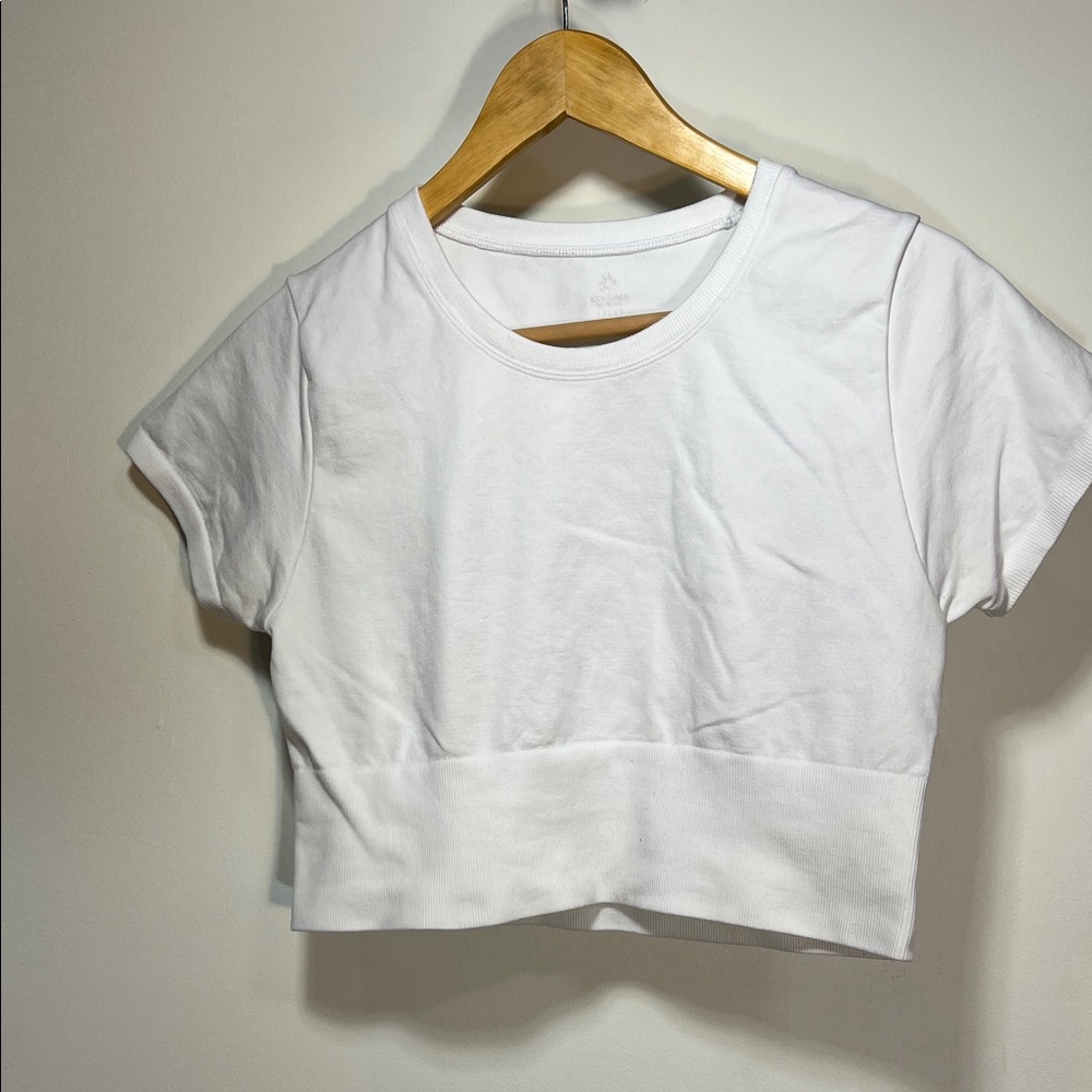 Aerie Offline Classic Stretchy White Crop Top